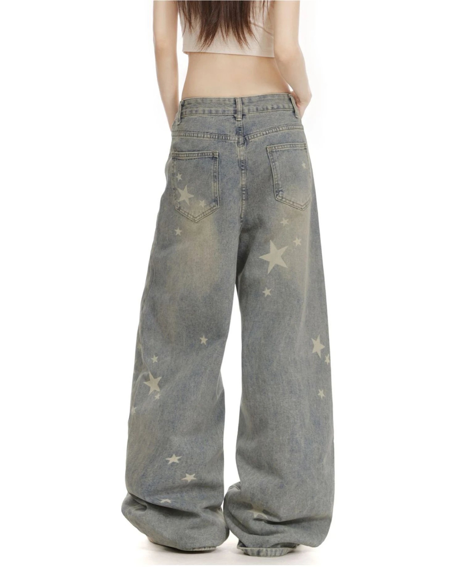 Vintage Washed Star Print Baggy jeans