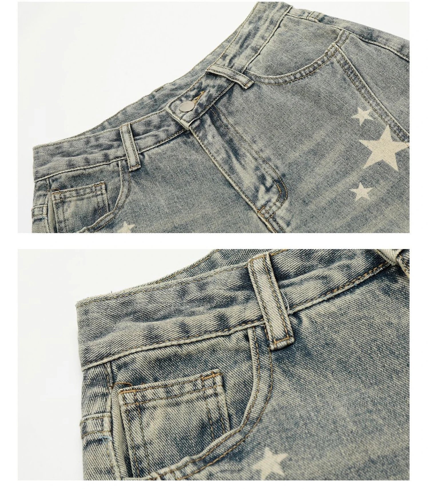 Vintage Washed Star Print Baggy jeans