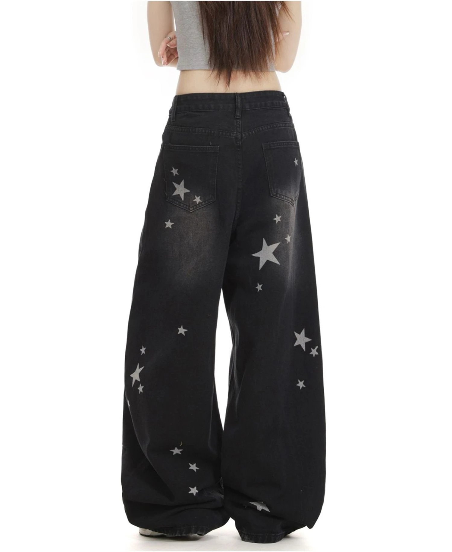 Vintage Washed Star Print Baggy jeans
