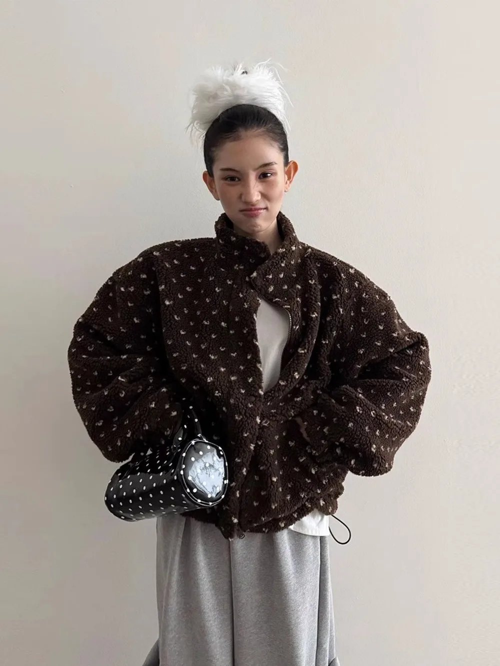 Lambswool Stand Collar Jacket