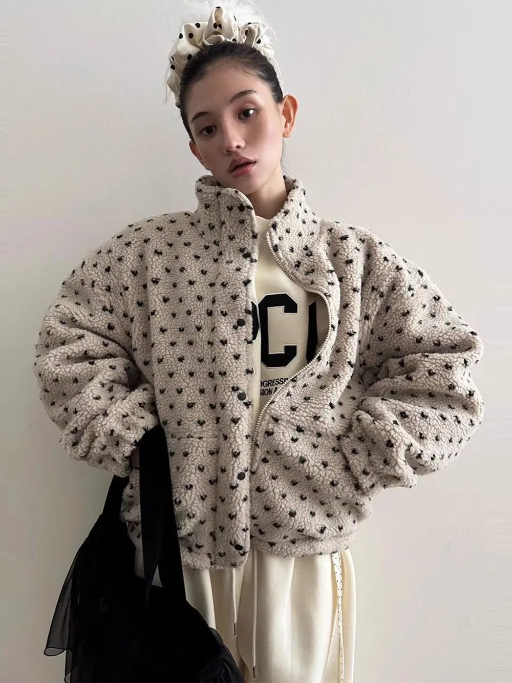 Lambswool Stand Collar Jacket