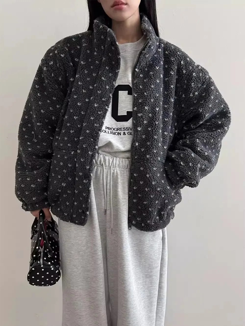 Lambswool Stand Collar Jacket