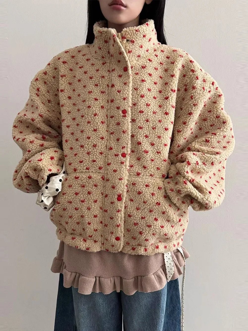 Lambswool Stand Collar Jacket