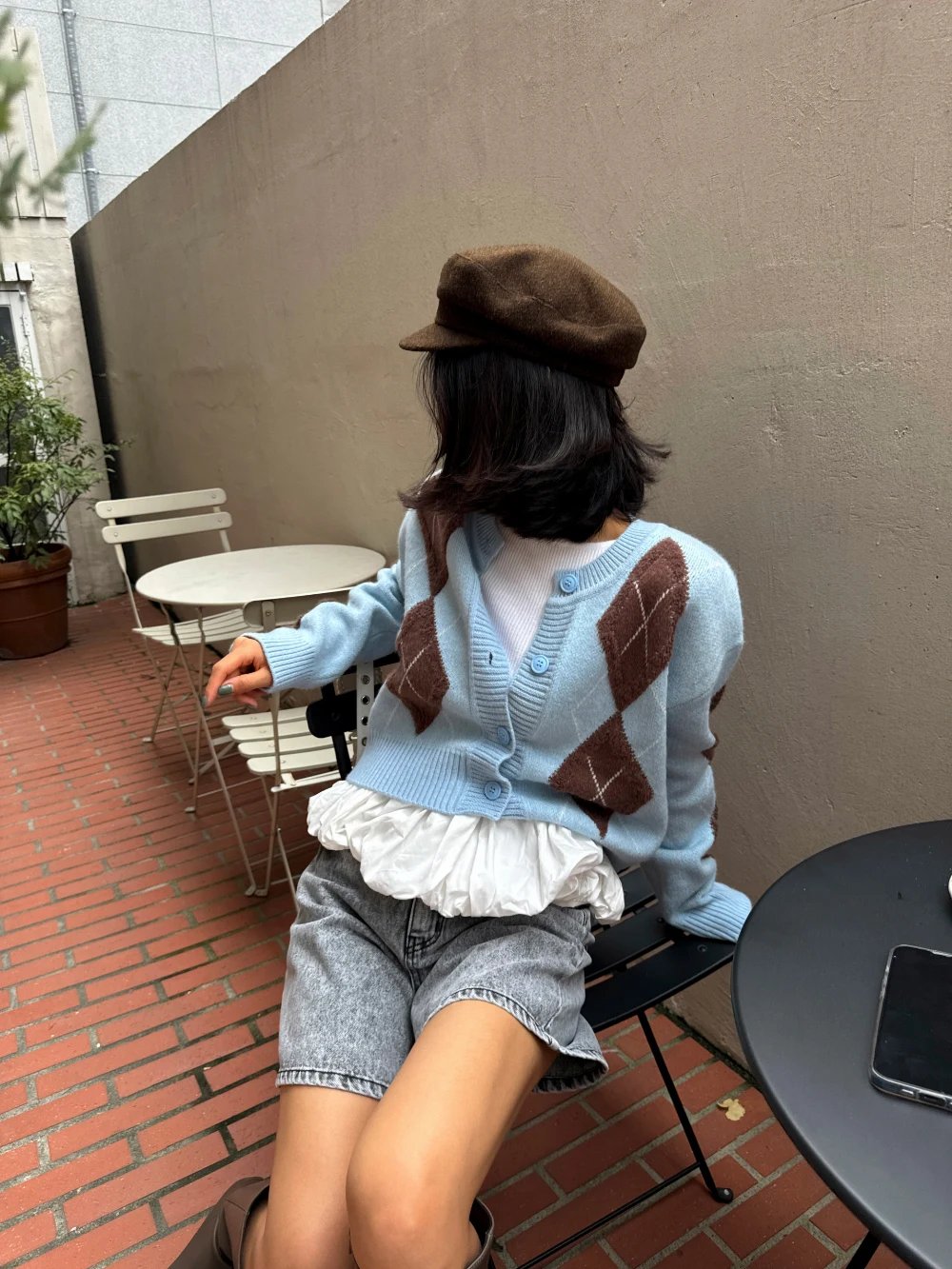 Argyle Cardigans Knit Sweater