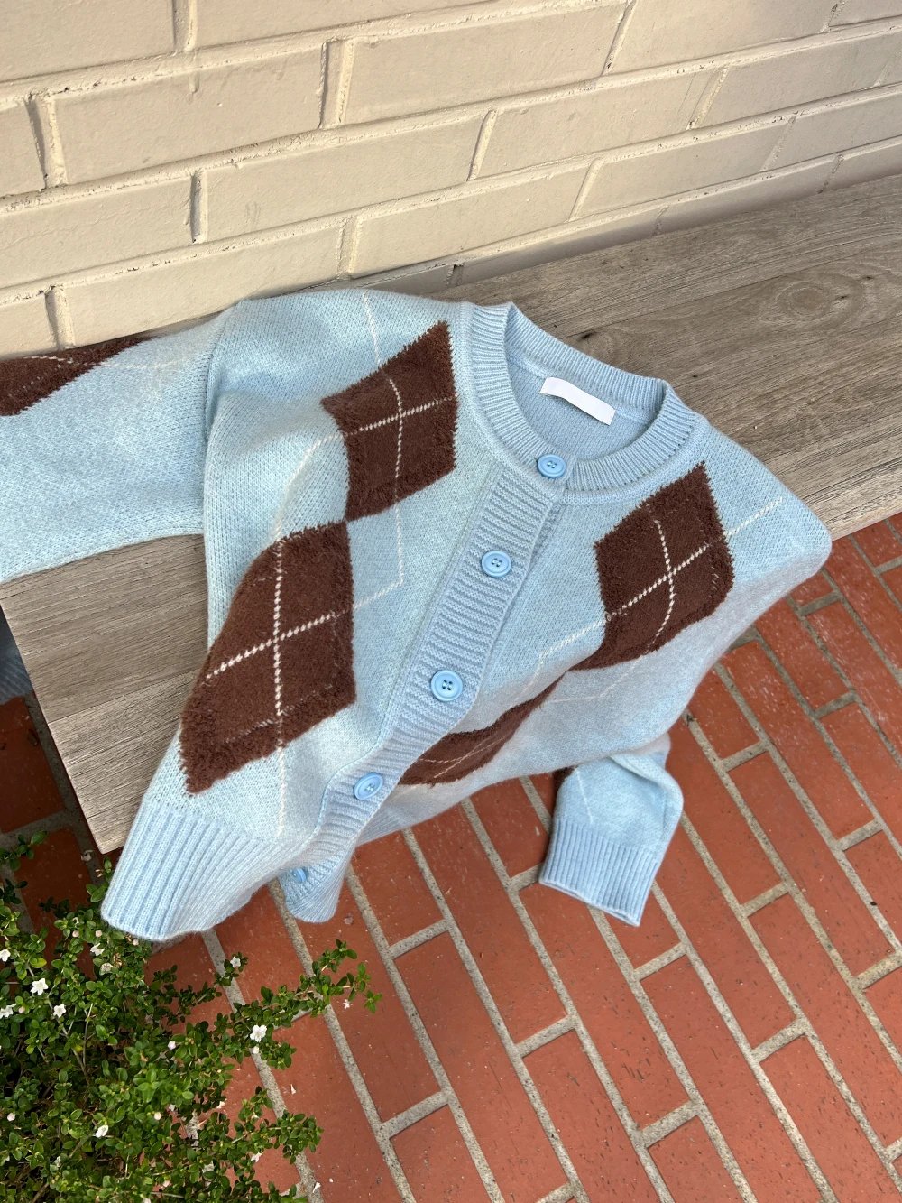 Argyle Cardigans Knit Sweater