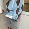 Argyle Cardigans Knit Sweater