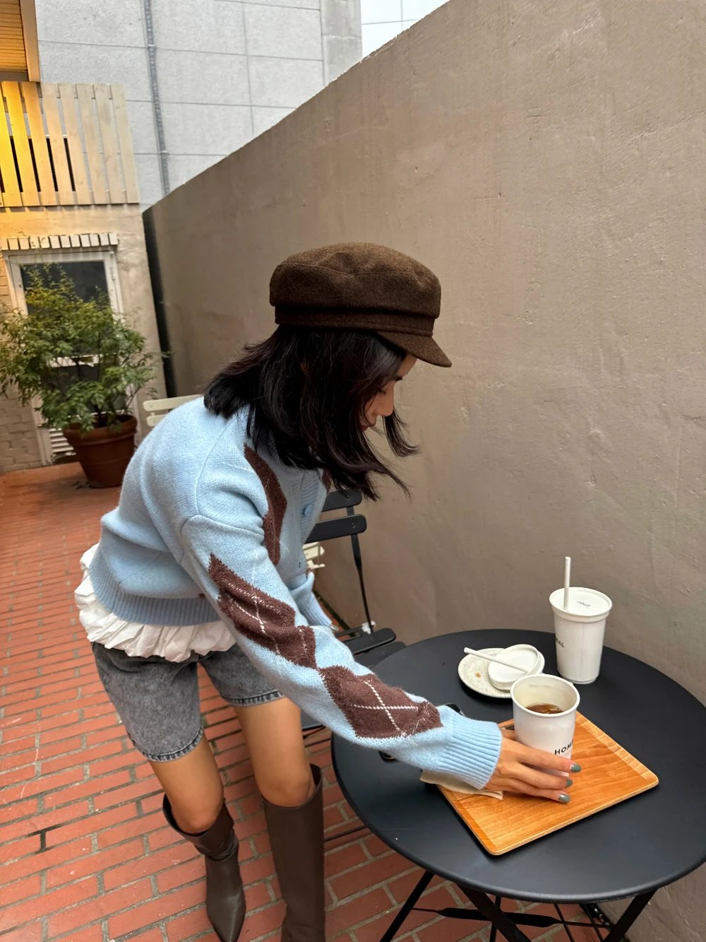 Argyle Cardigans Knit Sweater