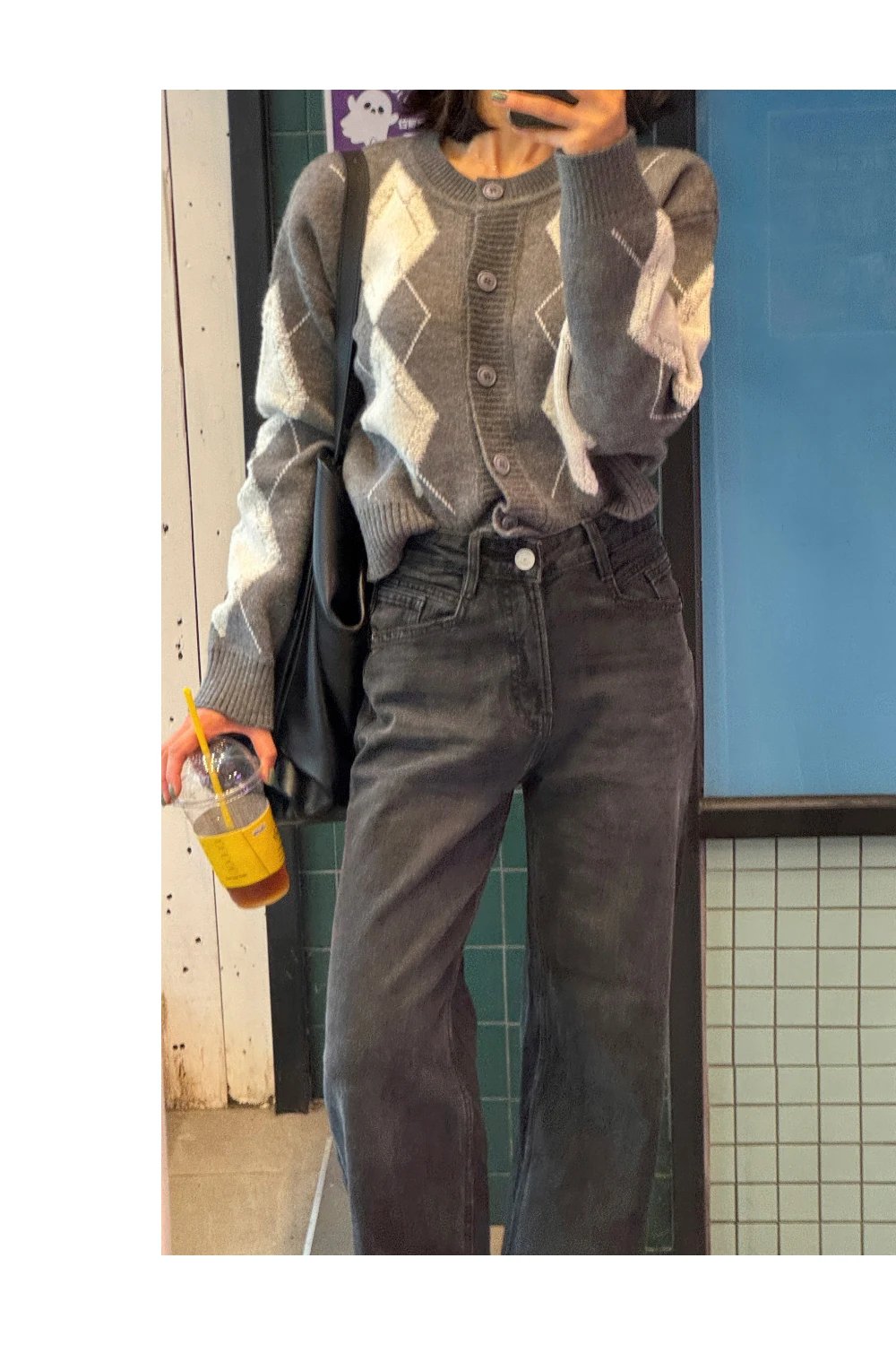 Argyle Cardigans Knit Sweater