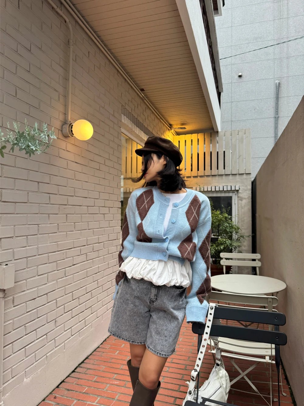 Argyle Cardigans Knit Sweater