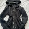 Emo Fashion Rivet Zipper Hoodie