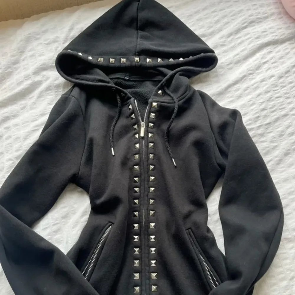 Emo Fashion Rivet Zipper Hoodie Emo Fashion Rivet Zipper Hoodie