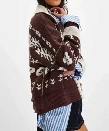 Floral Print Loose Knitted Cardigan 3 77935 00lx6p