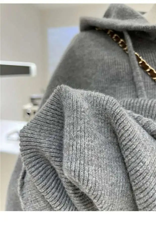 Embroidery Heart Hooded Knitted Cardigan Embroidery Heart Hooded Knitted Cardigan