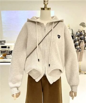 Embroidery Heart Hooded Cardigan 3 78470 oqrare