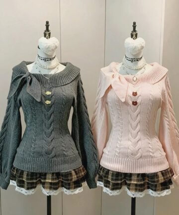 Korean coquette Y2K oversized sweater for women, sweet pullover knitwear