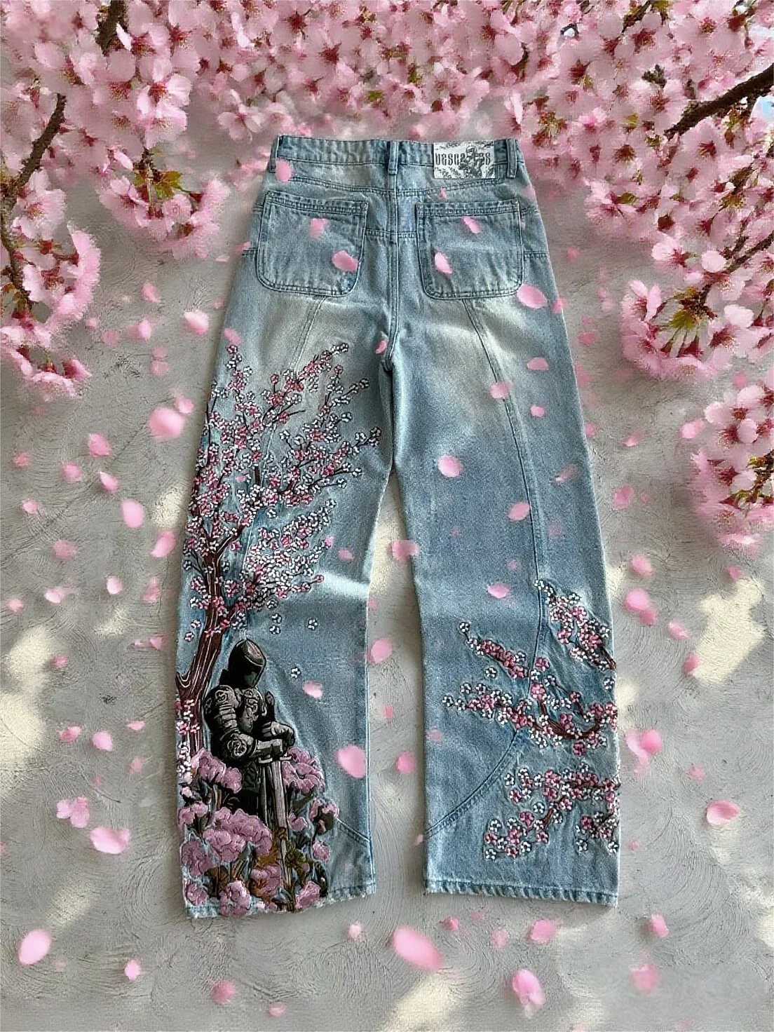 Vintage Cherry Blossom Knight Embroidery jeans Vintage Cherry Blossom Knight Embroidery jeans