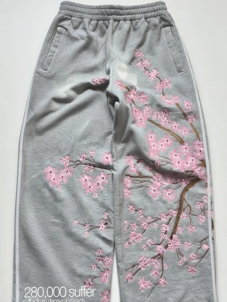 Y2K Cherry Blossom Streetwear Pants Y2K Cherry Blossom Streetwear Pants