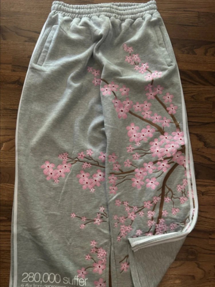 Y2K Cherry Blossom Streetwear Pants Y2K Cherry Blossom Streetwear Pants