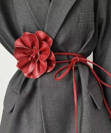 Large Flower Tie Wrap Sash with Bow Belt