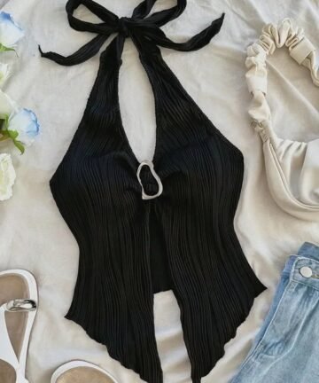 Y2K backless crop top