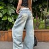 Vintage Y2K Embroidery Jeans Women