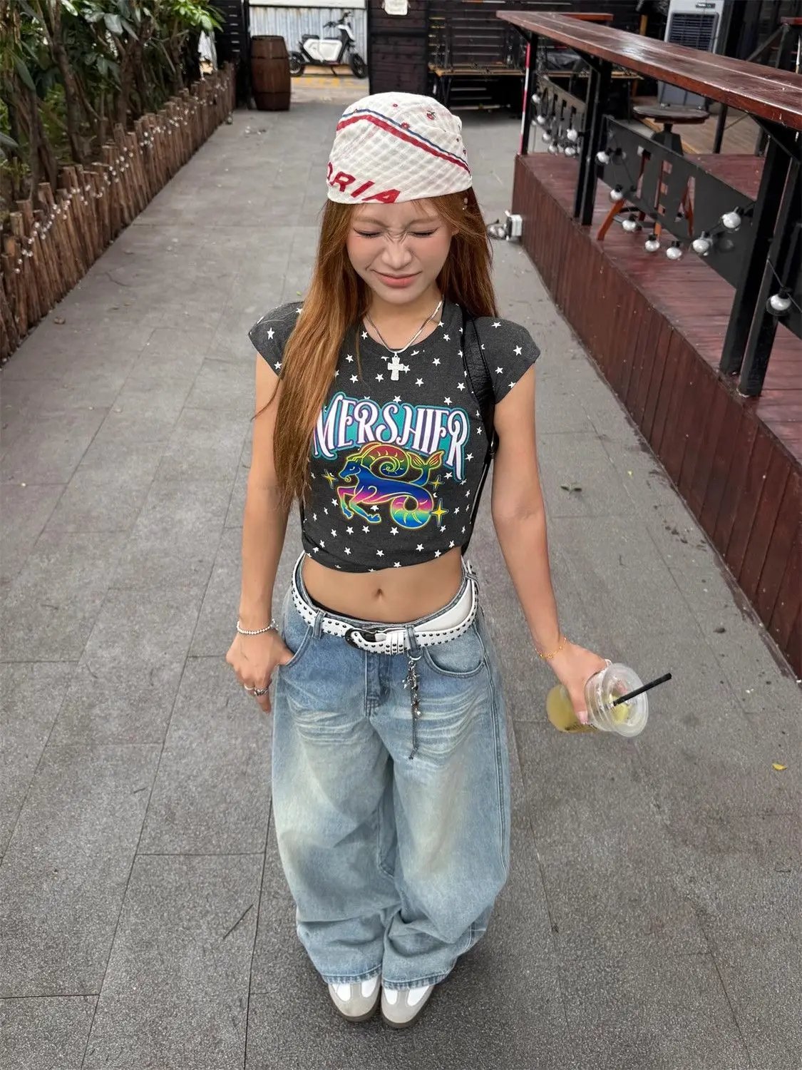 Vintage Y2K Embroidery Jeans Women