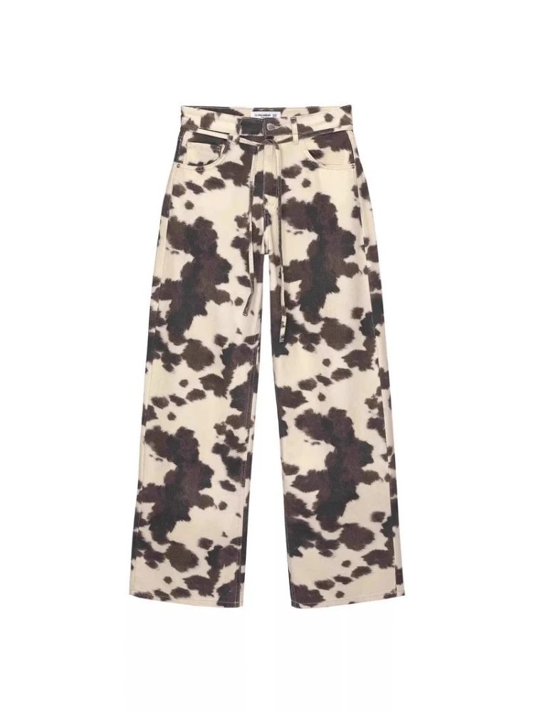 Cow Print Y2K Jeans Women