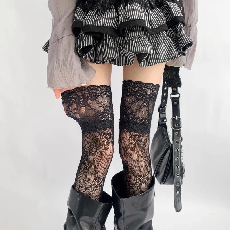 Lace Fishnet Thigh High Stockings Women