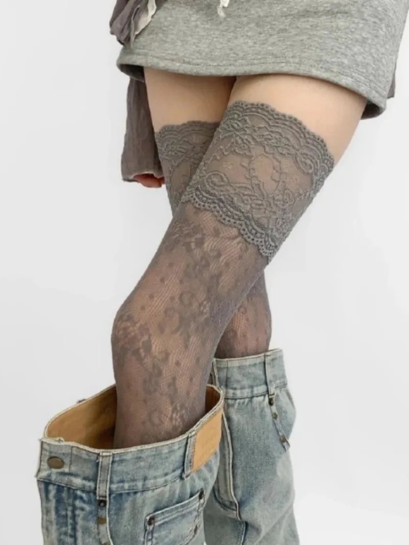 Lace Fishnet Thigh High Stockings Women