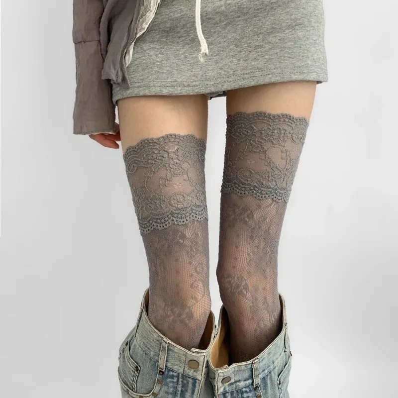 Lace Fishnet Thigh High Stockings Women