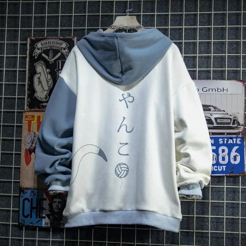 Cute Cat Print Patchwork Teen Hoodies