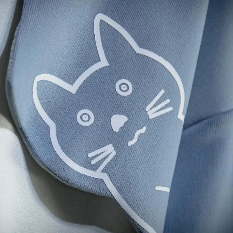 Cute Cat Print Patchwork Teen Hoodies