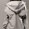 Grey Angel Wing Embroidered Hoodie
