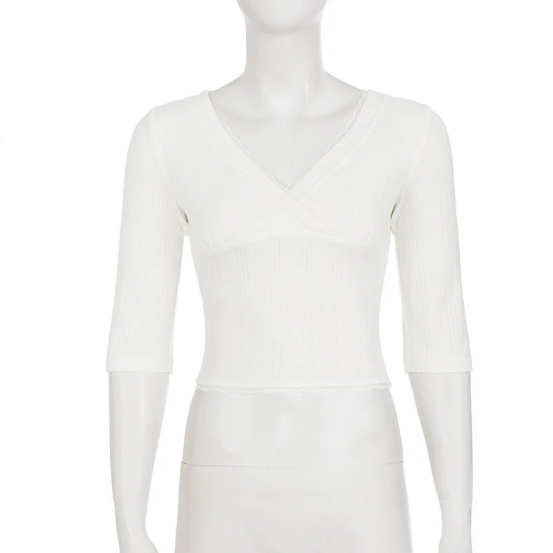 Cross V Neck Slim T-Shirt