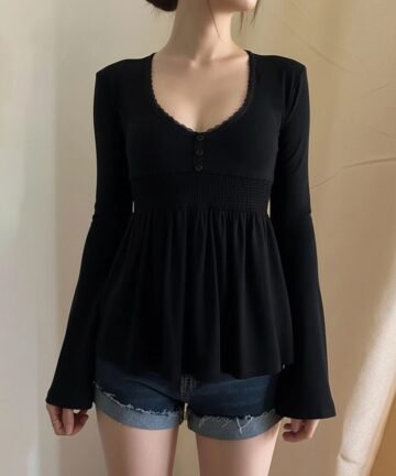 Lace Trim Knit Top