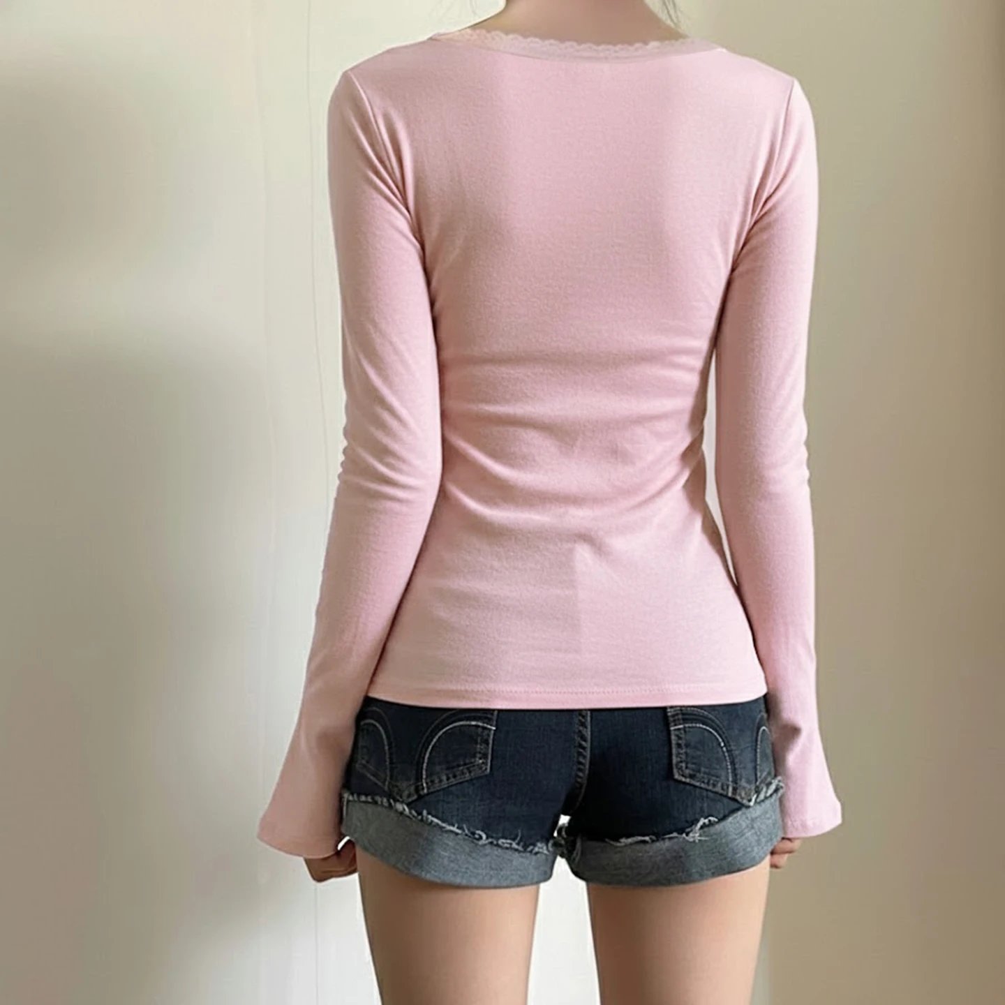 Lace Trim Knit Top