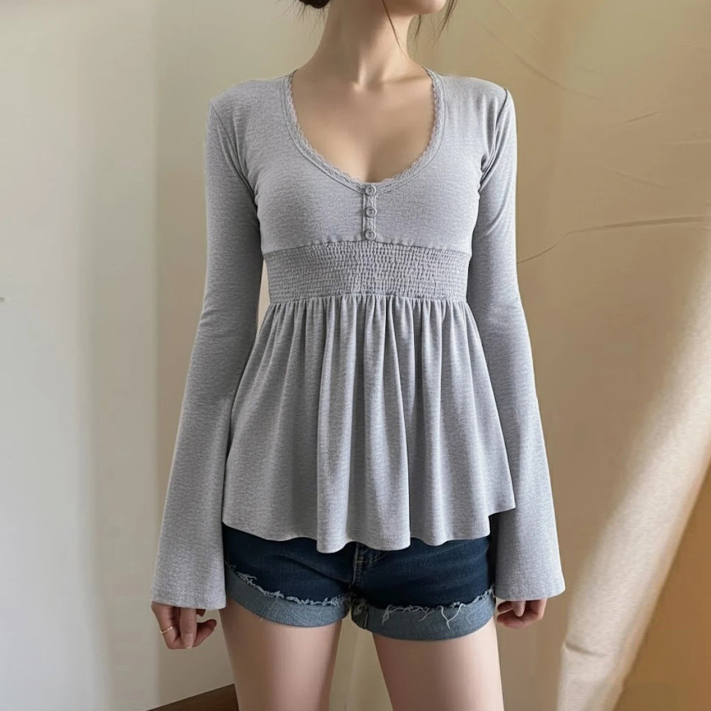 Lace Trim Knit Top