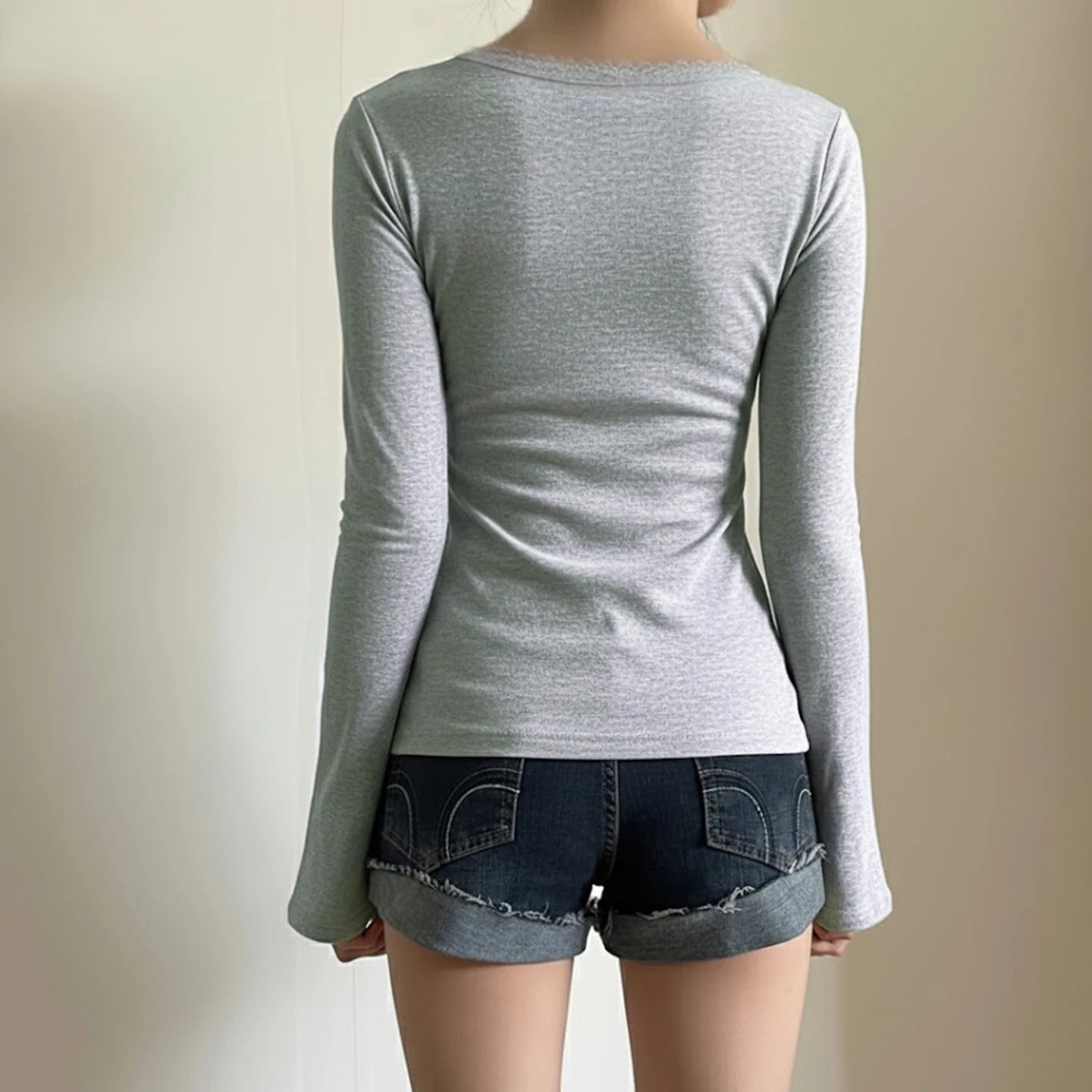 Lace Trim Knit Top