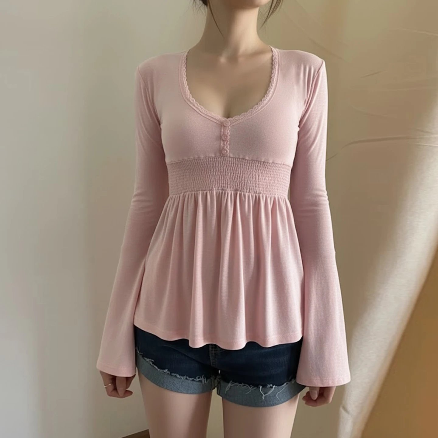 Lace Trim Knit Top