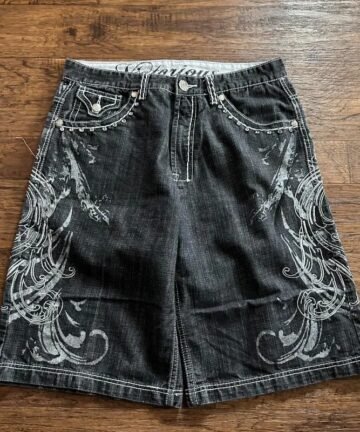 Y2K Embroidered Baggy Denim Shorts 4 80585 3b41g0
