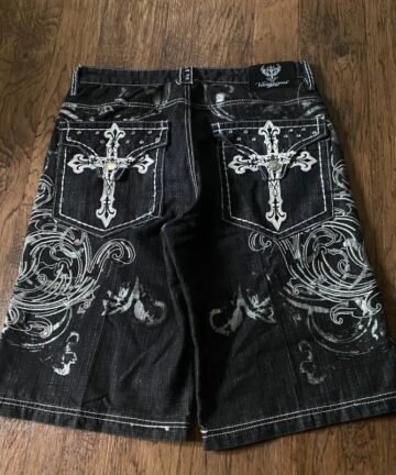 Y2K Embroidered Baggy Denim Shorts