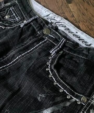 Y2K Embroidered Baggy Denim Shorts 5 80585 xkq9gc